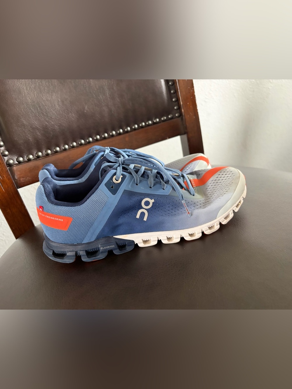On Running Men’s Athletic Shoes - Blue with Orange Accents